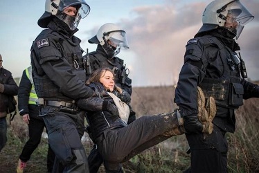 Greta Thunberg gets hauled away by police from German mining protest, January 2023